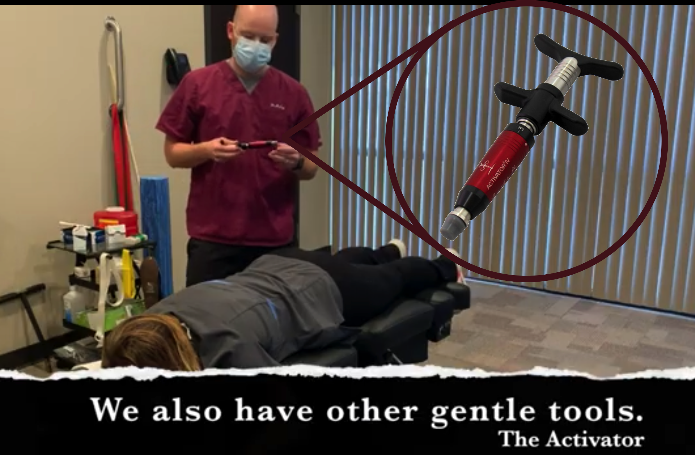 Dr. McCoy showing how we can use the activator for a gentle chiropractic treatment
